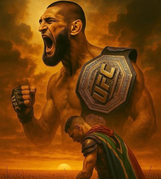 Чимаев намекнул на анонс боя с дю Плесси, опубликовав арт с чемпионским поясом