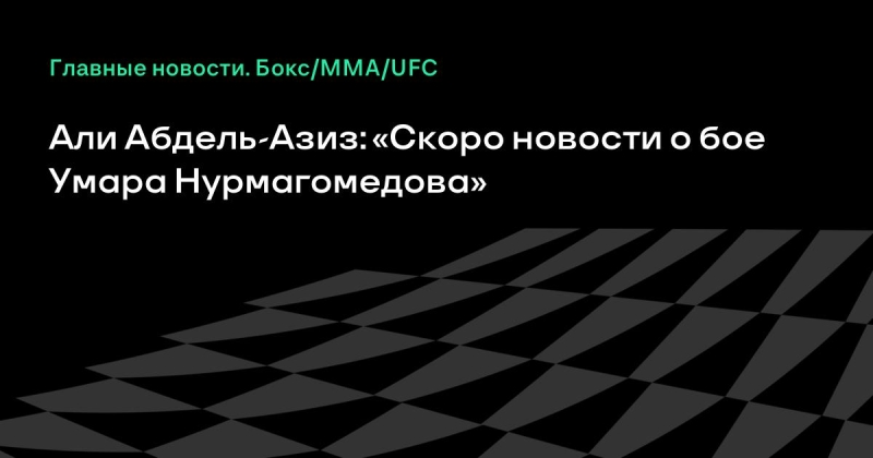 Али Абдель-Азиз: «Скоро новости о бое Умара Нурмагомедова»