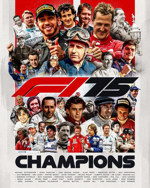&laquo;Ф-1&raquo; в день 75-летия первой гонки выложила постер со всеми чемпионами