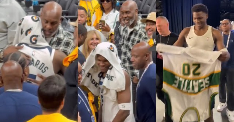 Гэри Пэйтон вручил Энтони Эдвардсу свою майку &laquo;Суперсоникс&raquo;